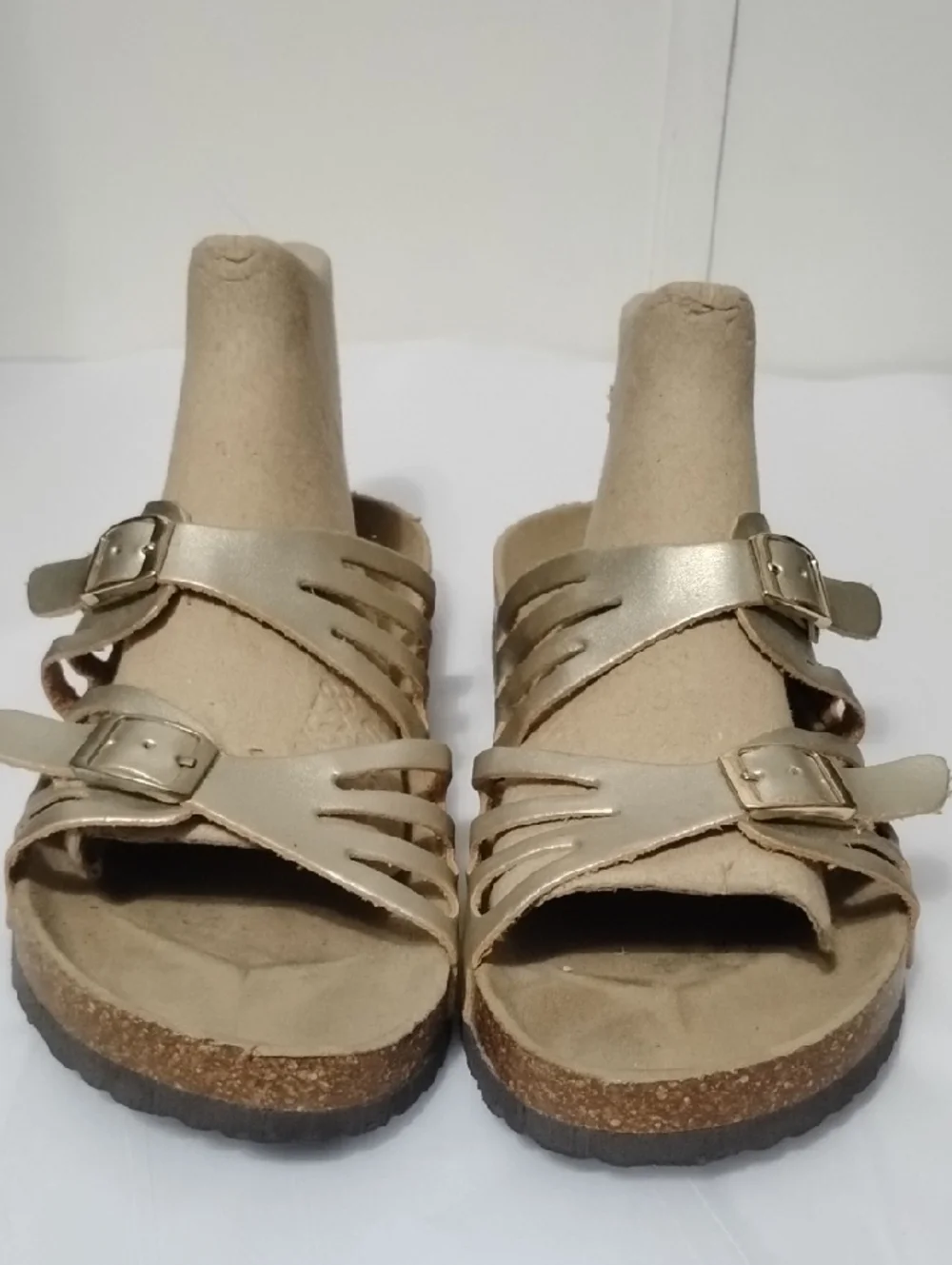 Outwoods Metallic Gold Buckle Slide Sandals‎